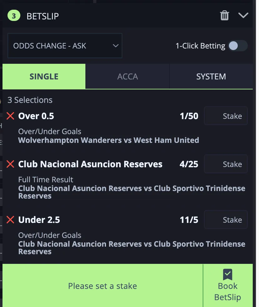 Bet442 betslip
